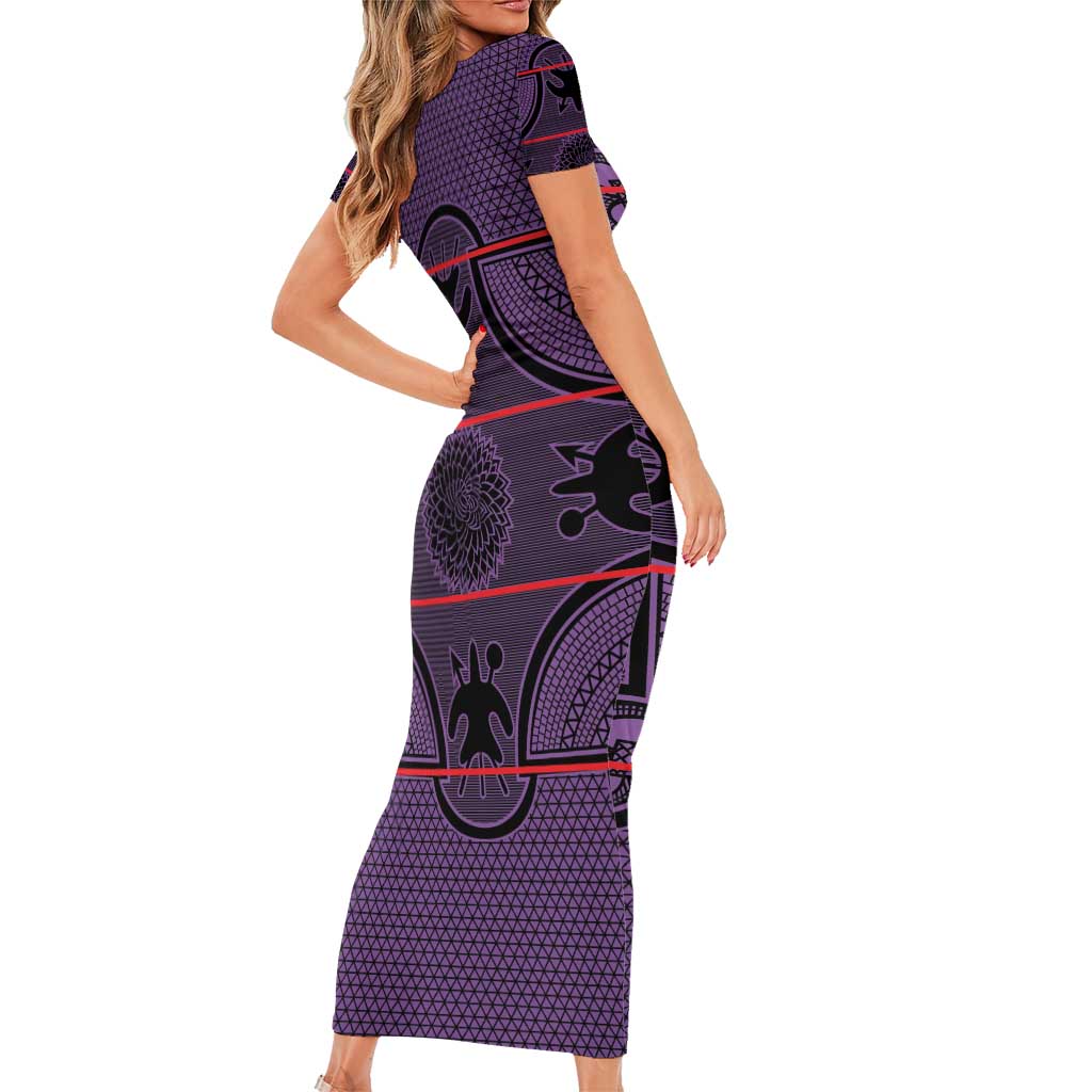 Lesotho Seanamarena Family Matching Short Sleeve Bodycon Dress and Hawaiian Shirt Basotho Traditional Blanket Style - Violet - Wonder Print Shop