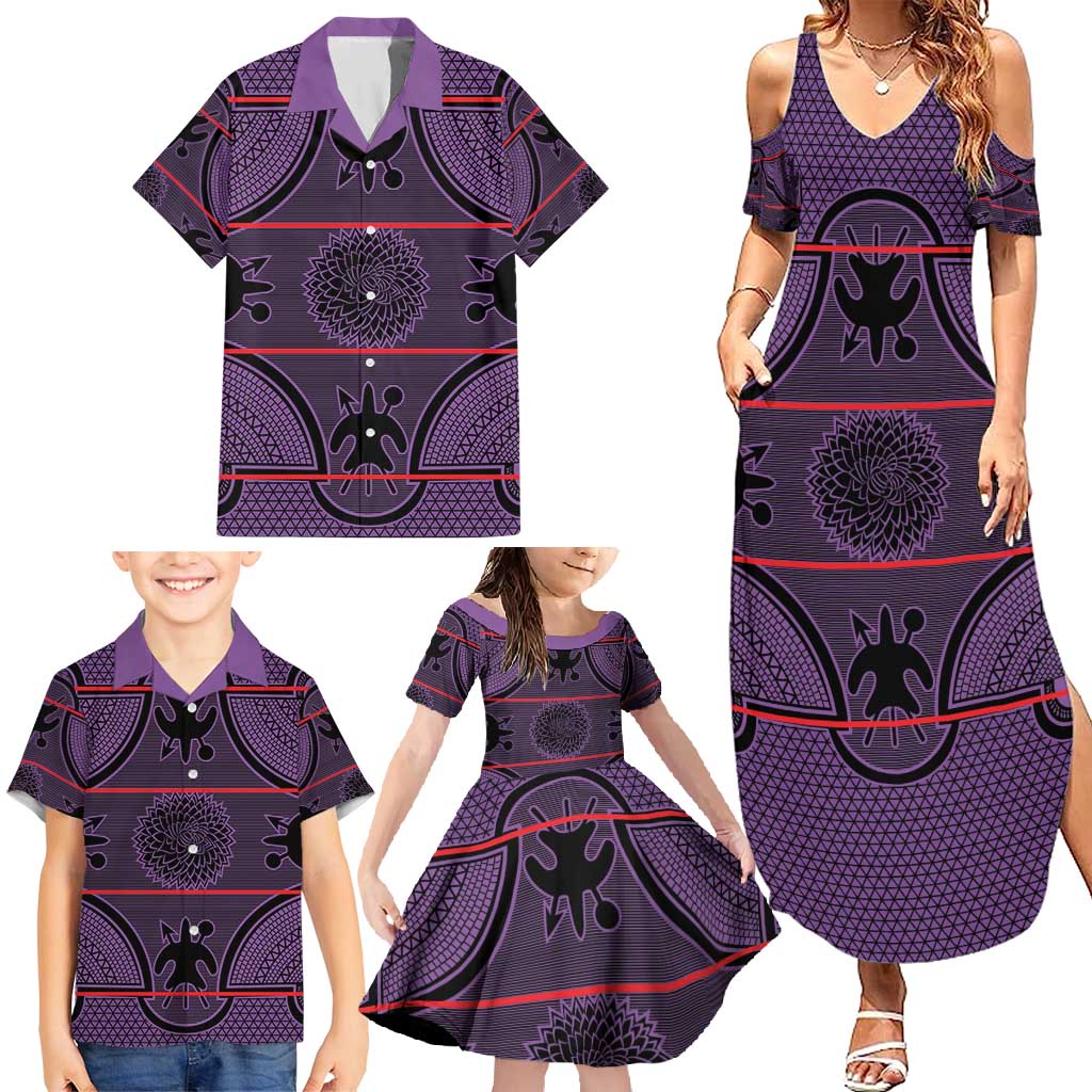 Lesotho Seanamarena Family Matching Summer Maxi Dress and Hawaiian Shirt Basotho Traditional Blanket Style - Violet - Wonder Print Shop