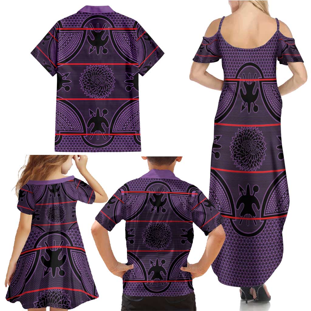 Lesotho Seanamarena Family Matching Summer Maxi Dress and Hawaiian Shirt Basotho Traditional Blanket Style - Violet - Wonder Print Shop