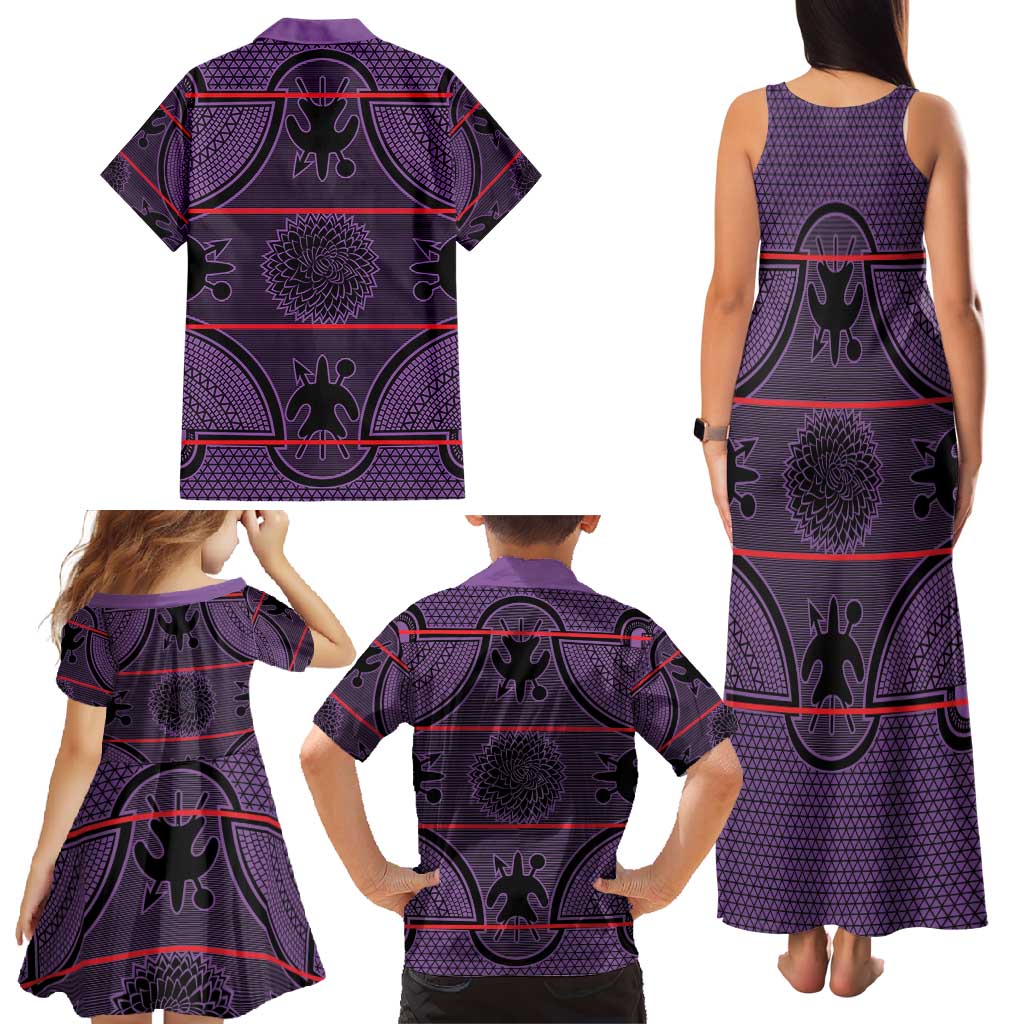 Lesotho Seanamarena Family Matching Tank Maxi Dress and Hawaiian Shirt Basotho Traditional Blanket Style - Violet - Wonder Print Shop