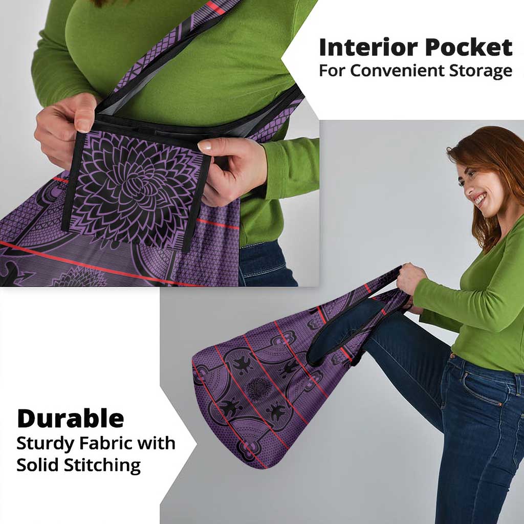 Lesotho Seanamarena Grocery Bag Basotho Traditional Blanket Style - Violet - Wonder Print Shop