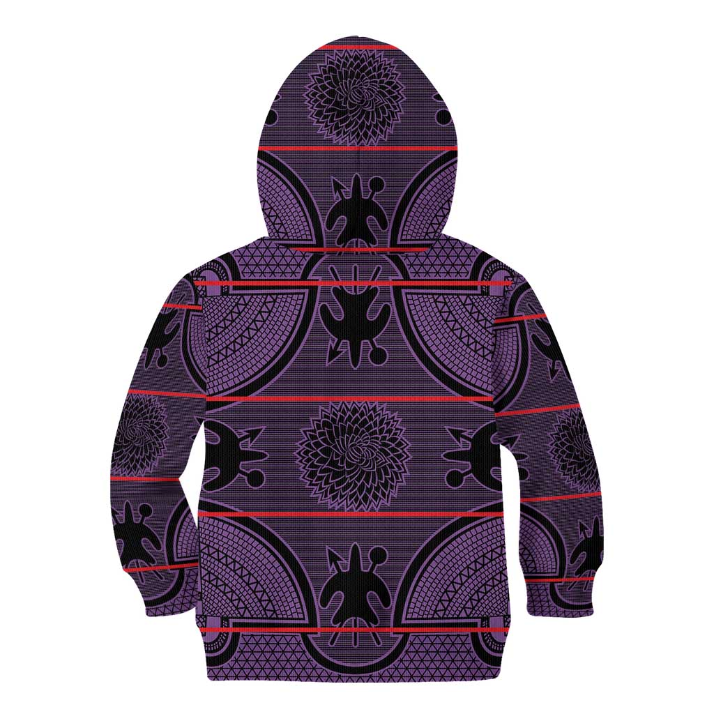 Lesotho Seanamarena Kid Hoodie Basotho Traditional Blanket Style - Violet - Wonder Print Shop