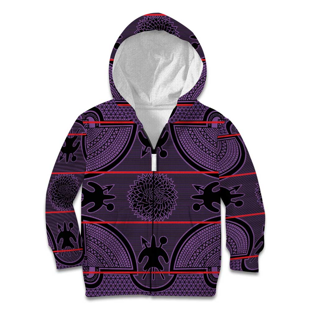 Lesotho Seanamarena Kid Hoodie Basotho Traditional Blanket Style - Violet - Wonder Print Shop