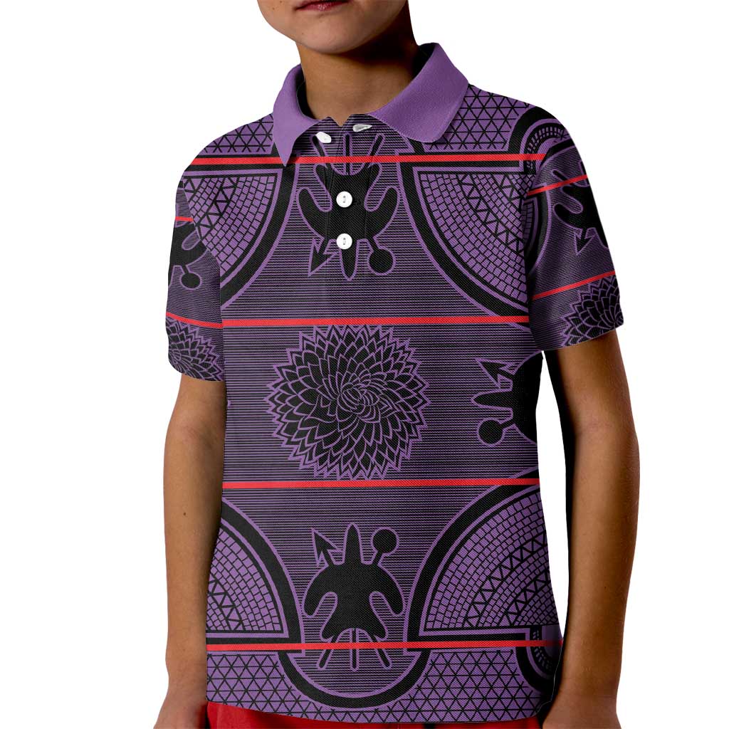 Lesotho Seanamarena Kid Polo Shirt Basotho Traditional Blanket Style - Violet - Wonder Print Shop