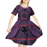 Lesotho Seanamarena Kid Short Sleeve Dress Basotho Traditional Blanket Style - Violet - Wonder Print Shop