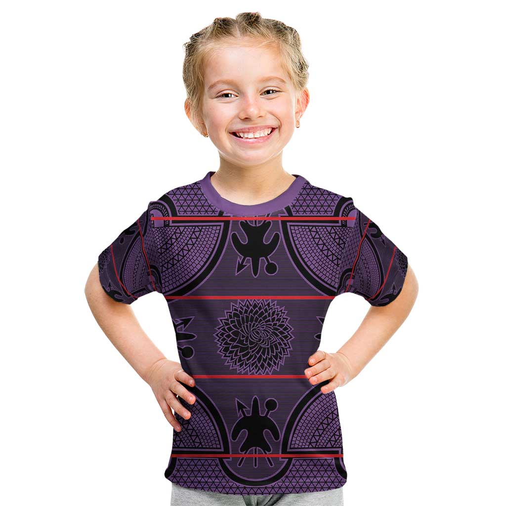 Lesotho Seanamarena Kid T Shirt Basotho Traditional Blanket Style - Violet - Wonder Print Shop