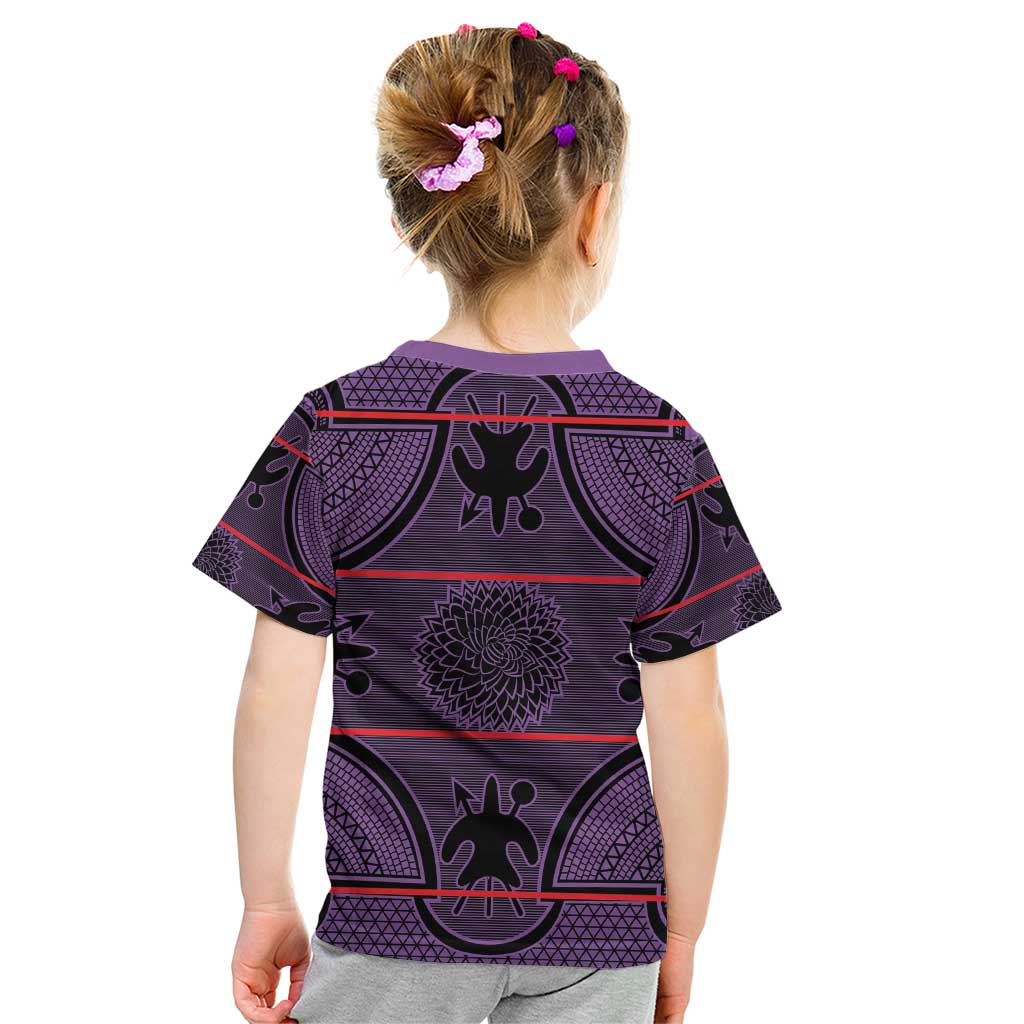Lesotho Seanamarena Kid T Shirt Basotho Traditional Blanket Style - Violet - Wonder Print Shop
