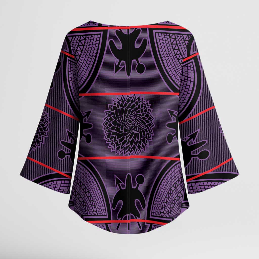 Lesotho Seanamarena Kimono Sleeve Blouse Basotho Traditional Blanket Style - Violet - Wonder Print Shop
