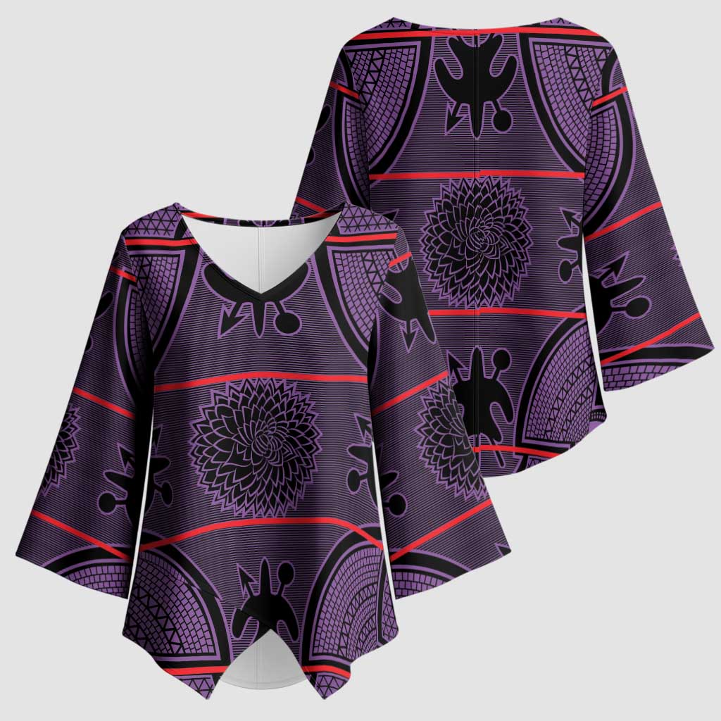 Lesotho Seanamarena Kimono Sleeve Blouse Basotho Traditional Blanket Style - Violet - Wonder Print Shop