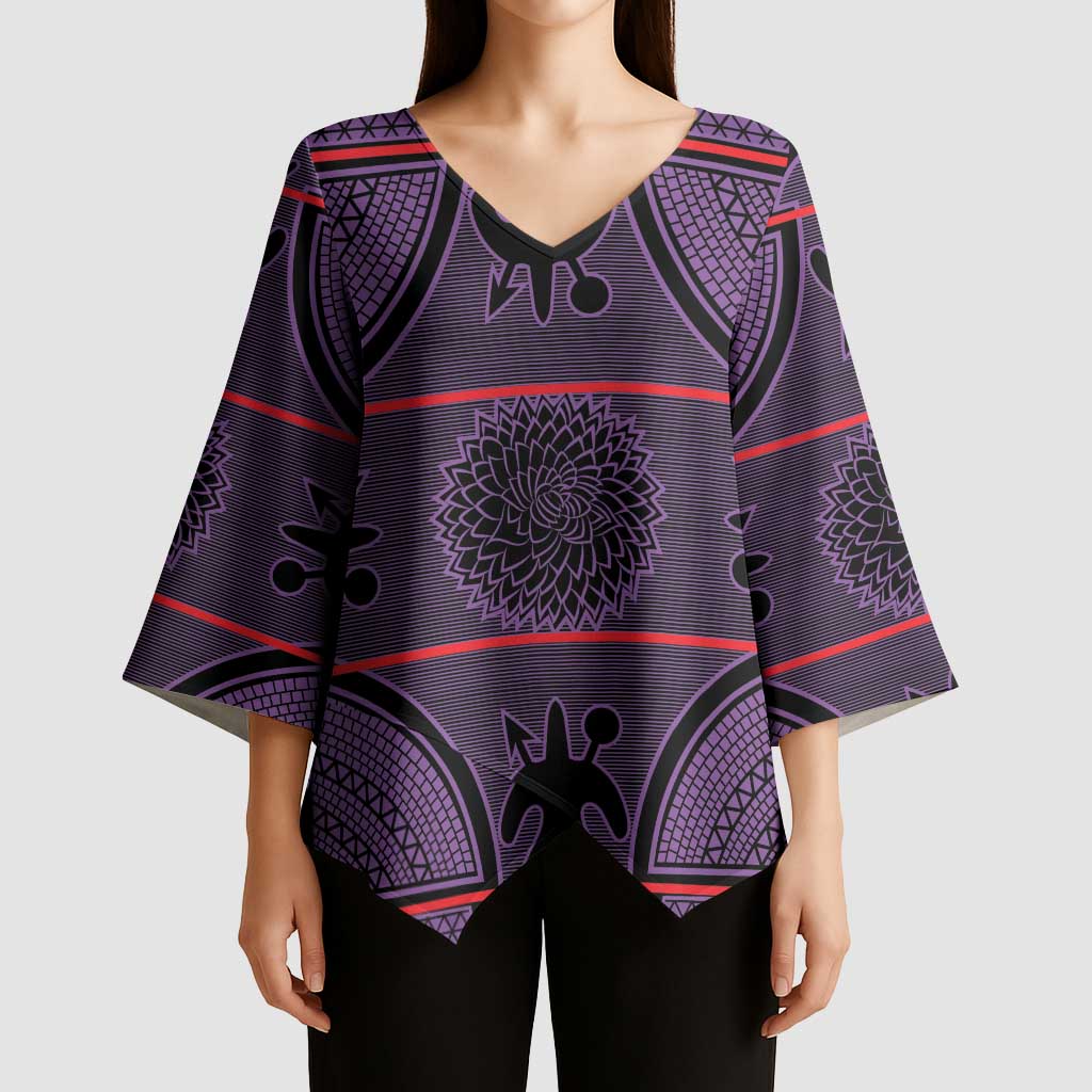 Lesotho Seanamarena Kimono Sleeve Blouse Basotho Traditional Blanket Style - Violet - Wonder Print Shop