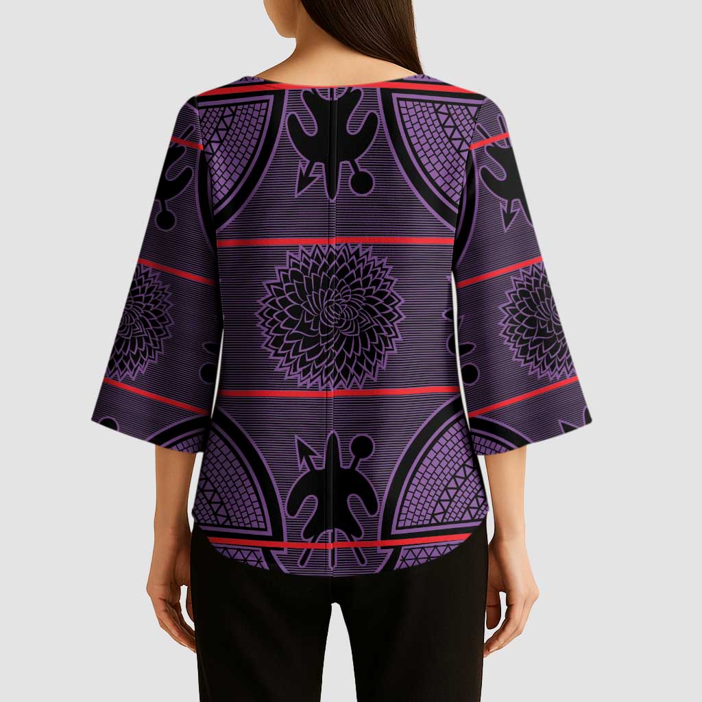Lesotho Seanamarena Kimono Sleeve Blouse Basotho Traditional Blanket Style - Violet - Wonder Print Shop