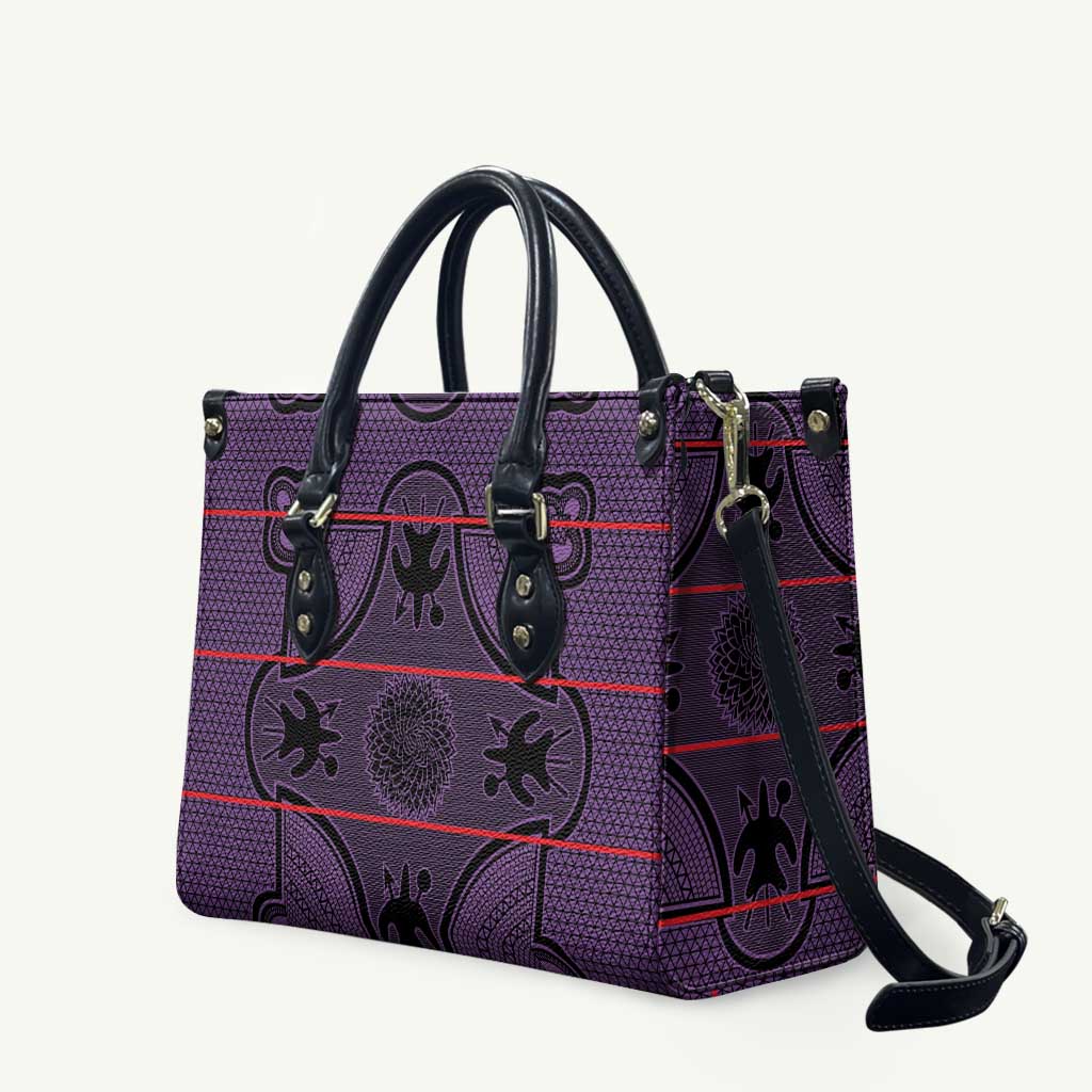 Lesotho Seanamarena Leather Bag Basotho Traditional Blanket Style - Violet - Wonder Print Shop