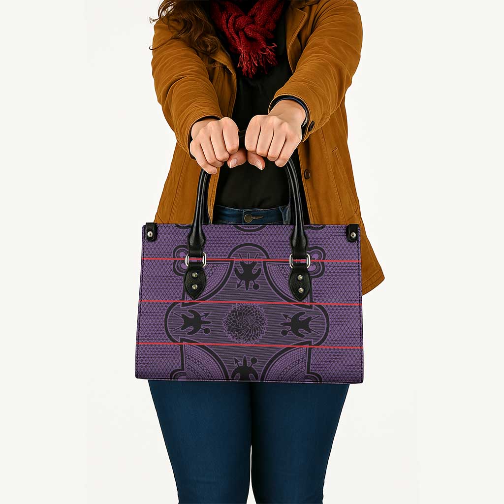 Lesotho Seanamarena Leather Bag Basotho Traditional Blanket Style - Violet - Wonder Print Shop