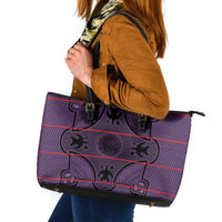 Lesotho Seanamarena Leather Tote Bag Basotho Traditional Blanket Style - Violet - Wonder Print Shop