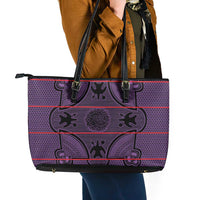 Lesotho Seanamarena Leather Tote Bag Basotho Traditional Blanket Style - Violet - Wonder Print Shop