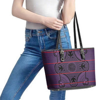 Lesotho Seanamarena Leather Tote Bag Basotho Traditional Blanket Style - Violet - Wonder Print Shop