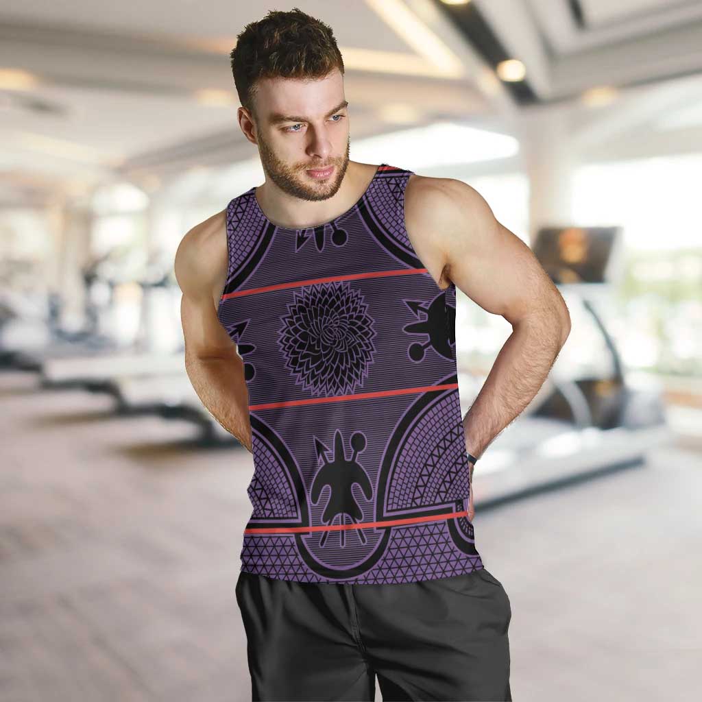 Lesotho Seanamarena Men Tank Top Basotho Traditional Blanket Style - Violet - Wonder Print Shop