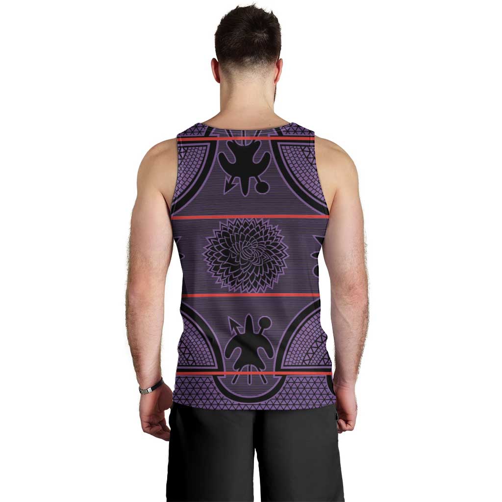 Lesotho Seanamarena Men Tank Top Basotho Traditional Blanket Style - Violet - Wonder Print Shop