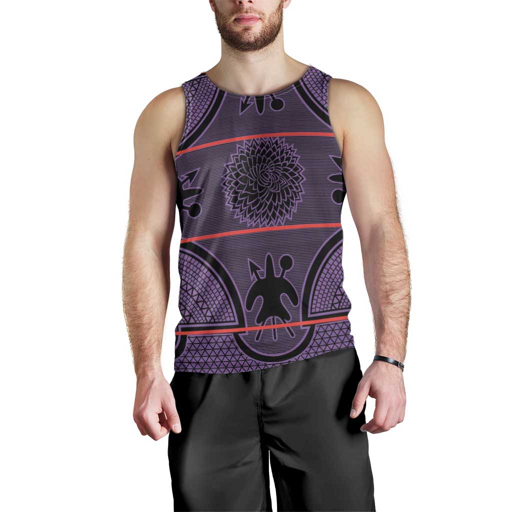 Lesotho Seanamarena Men Tank Top Basotho Traditional Blanket Style - Violet - Wonder Print Shop