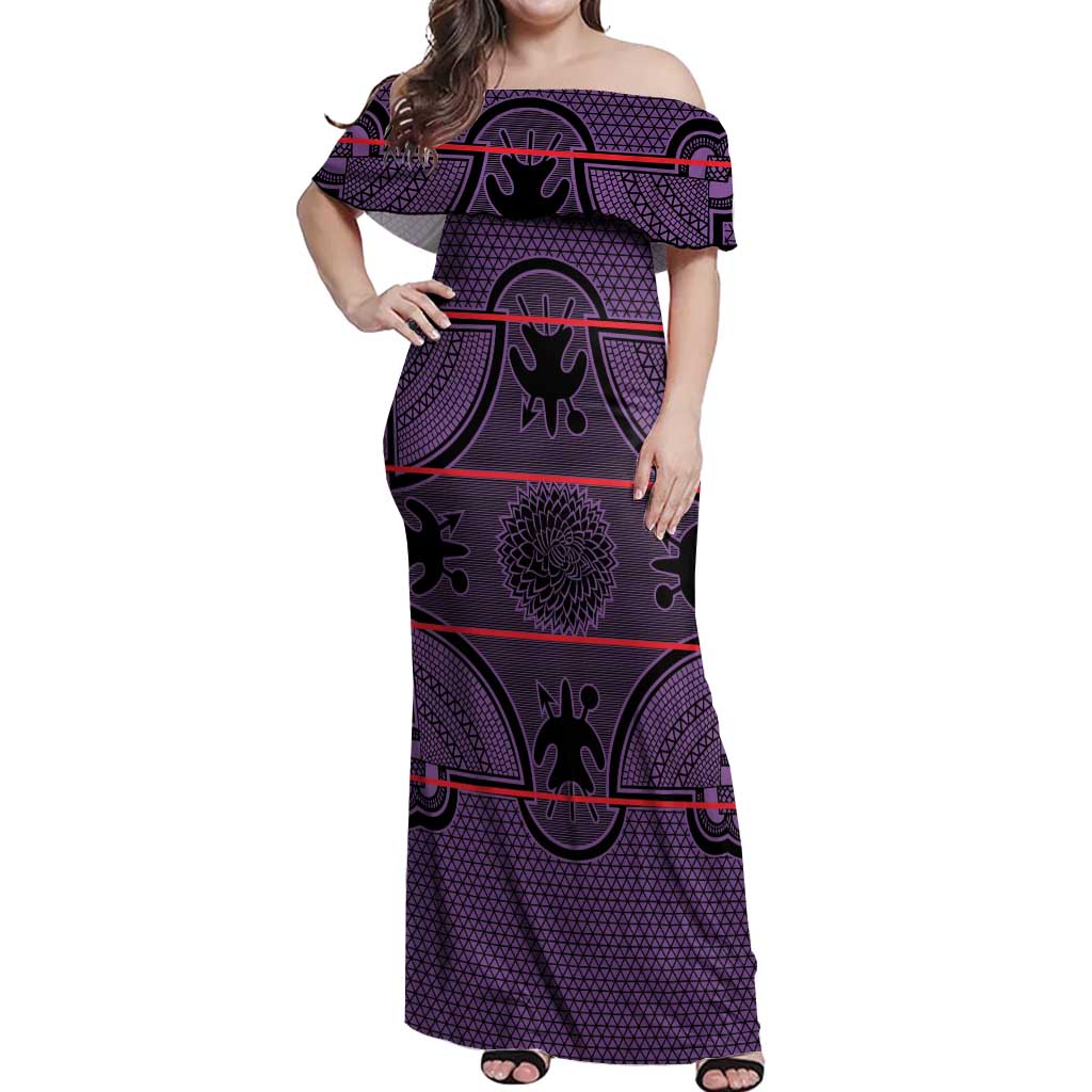 Lesotho Seanamarena Off Shoulder Maxi Dress Basotho Traditional Blanket Style - Violet - Wonder Print Shop