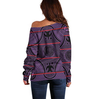 Lesotho Seanamarena Off Shoulder Sweater Basotho Traditional Blanket Style - Violet - Wonder Print Shop