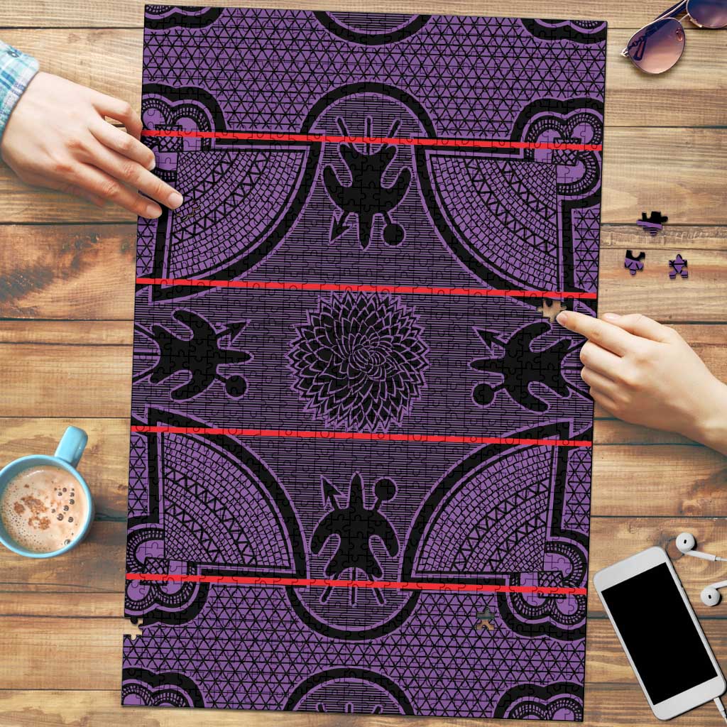 Lesotho Seanamarena Puzzle Basotho Traditional Blanket Style - Violet - Wonder Print Shop