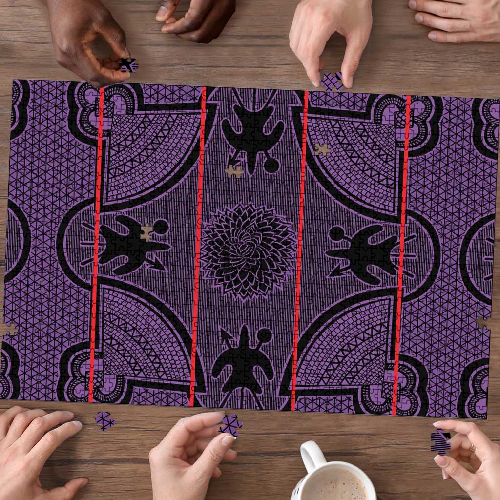 Lesotho Seanamarena Puzzle Basotho Traditional Blanket Style - Violet - Wonder Print Shop