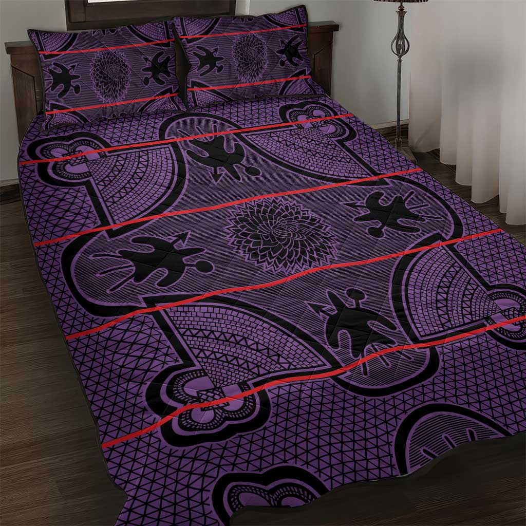 Lesotho Seanamarena Quilt Bed Set Basotho Traditional Blanket Style - Violet - Wonder Print Shop