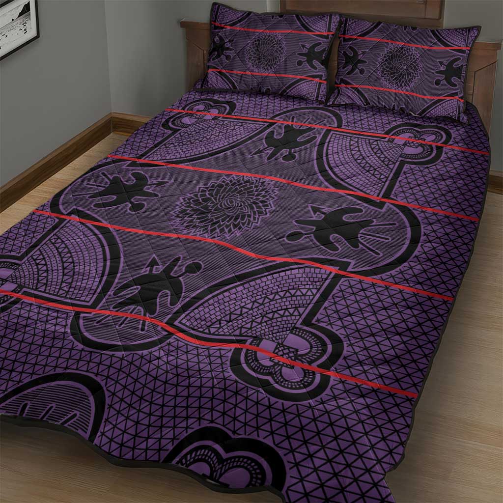 Lesotho Seanamarena Quilt Bed Set Basotho Traditional Blanket Style - Violet - Wonder Print Shop