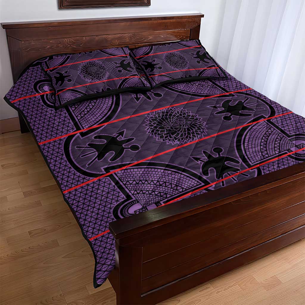 Lesotho Seanamarena Quilt Bed Set Basotho Traditional Blanket Style - Violet - Wonder Print Shop
