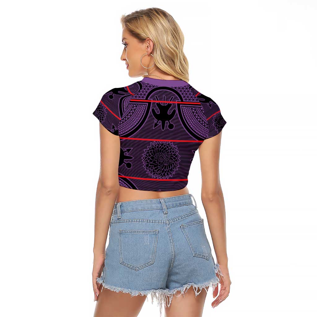 Lesotho Seanamarena Raglan Cropped T Shirt Basotho Traditional Blanket Style - Violet - Wonder Print Shop