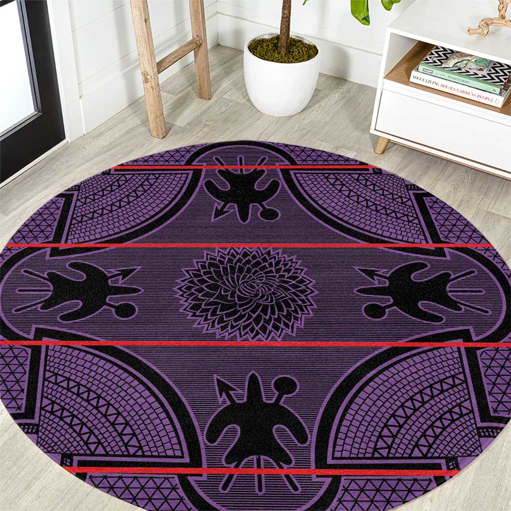 Lesotho Seanamarena Round Carpet Basotho Traditional Blanket Style - Violet - Wonder Print Shop