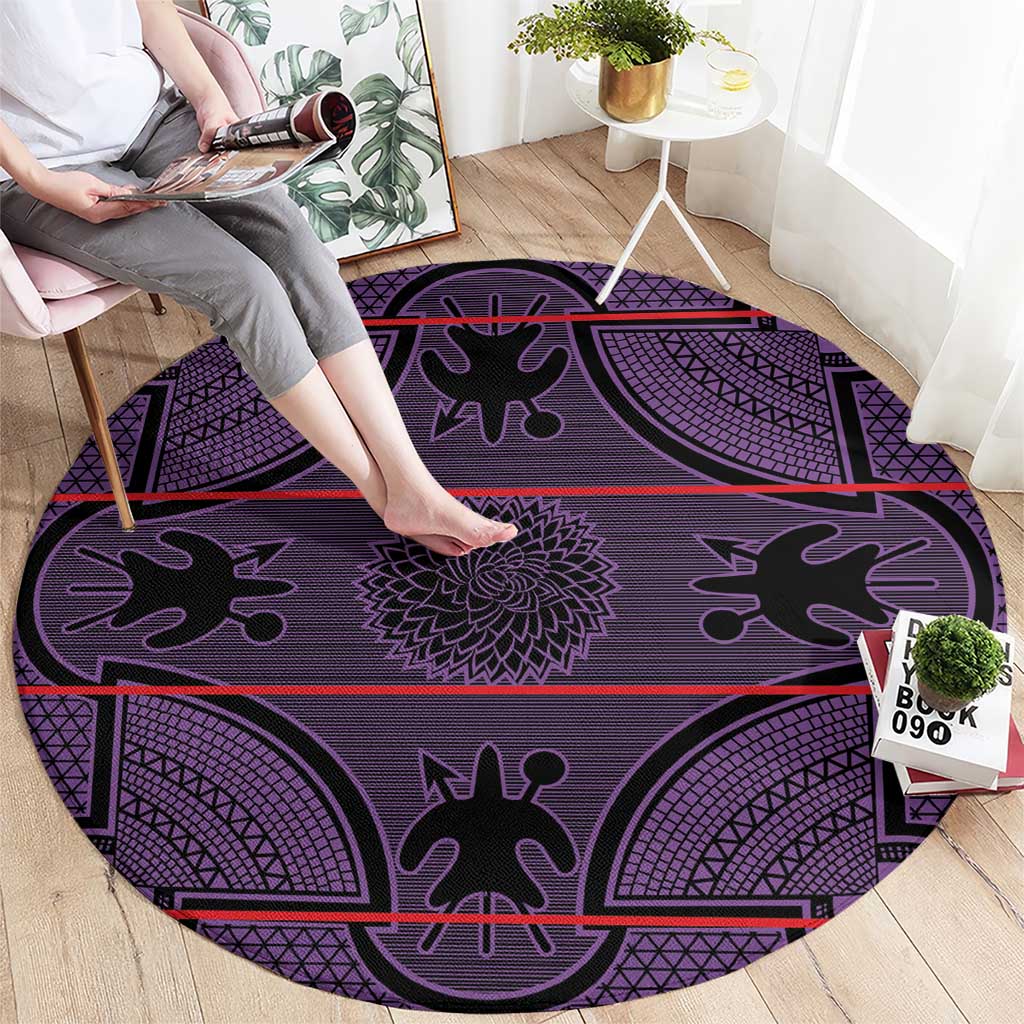 Lesotho Seanamarena Round Carpet Basotho Traditional Blanket Style - Violet - Wonder Print Shop