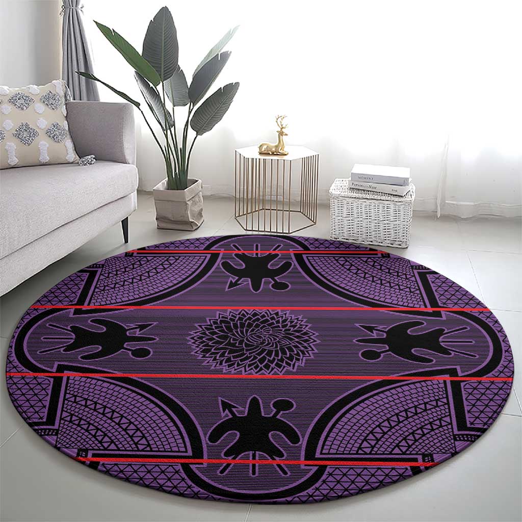 Lesotho Seanamarena Round Carpet Basotho Traditional Blanket Style - Violet - Wonder Print Shop