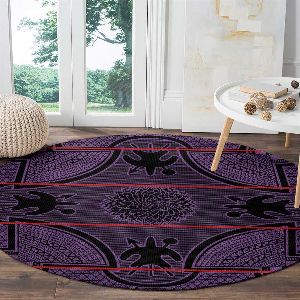 Lesotho Seanamarena Round Carpet Basotho Traditional Blanket Style - Violet - Wonder Print Shop