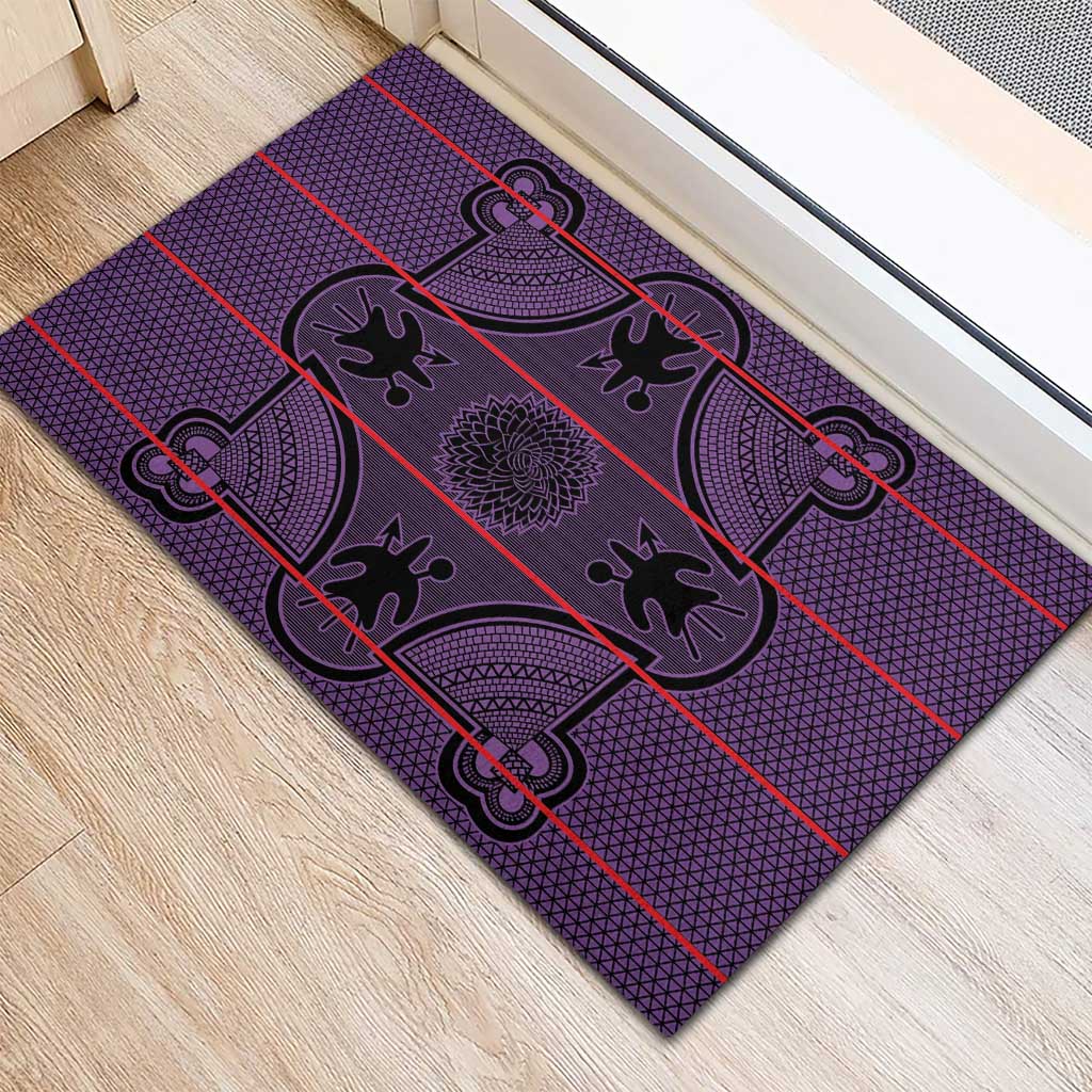 Lesotho Seanamarena Rubber Doormat Basotho Traditional Blanket Style - Violet - Wonder Print Shop