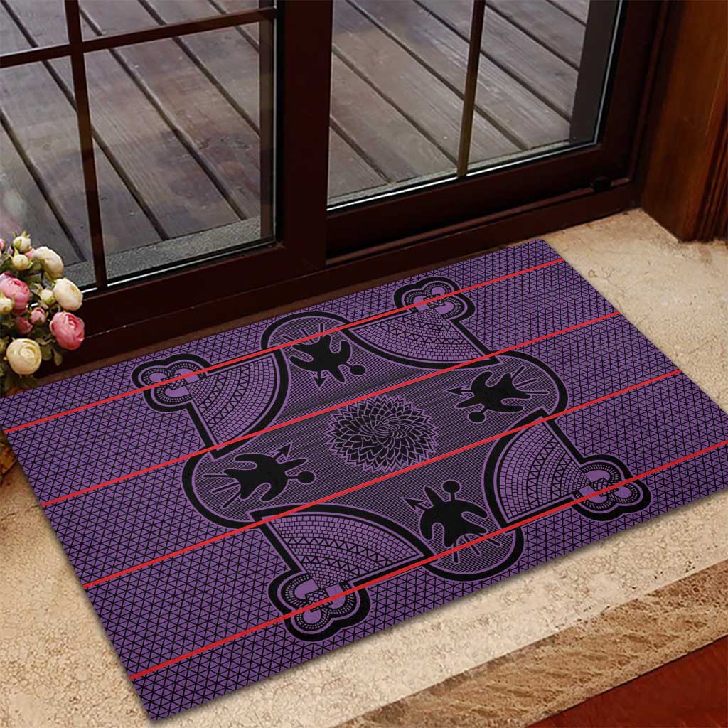 Lesotho Seanamarena Rubber Doormat Basotho Traditional Blanket Style - Violet - Wonder Print Shop