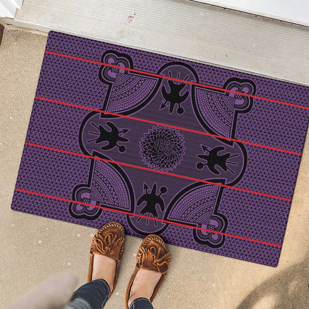 Lesotho Seanamarena Rubber Doormat Basotho Traditional Blanket Style - Violet - Wonder Print Shop
