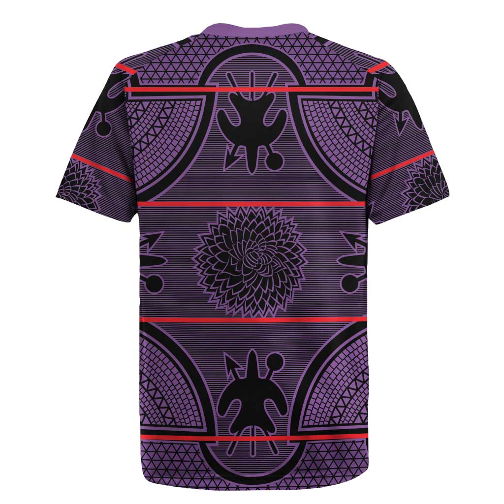 Lesotho Seanamarena Rugby Jersey Basotho Traditional Blanket Style - Violet - Wonder Print Shop
