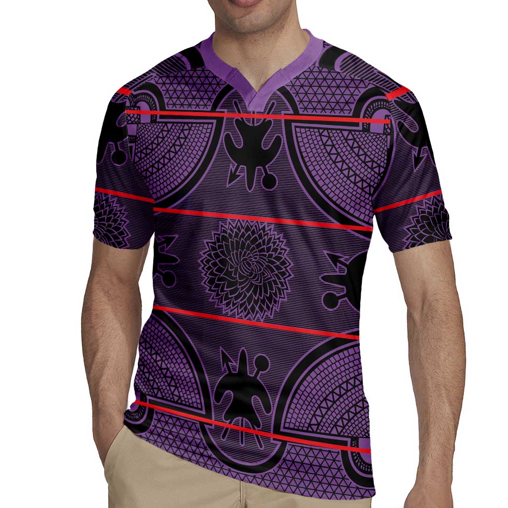 Lesotho Seanamarena Rugby Jersey Basotho Traditional Blanket Style - Violet - Wonder Print Shop