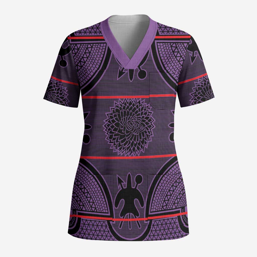 Lesotho Seanamarena Scrub Top Basotho Traditional Blanket Style - Violet - Wonder Print Shop