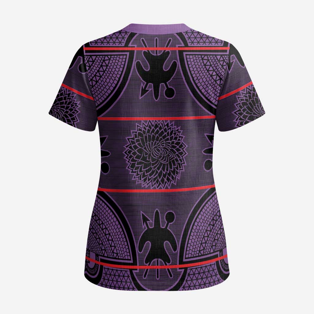 Lesotho Seanamarena Scrub Top Basotho Traditional Blanket Style - Violet - Wonder Print Shop