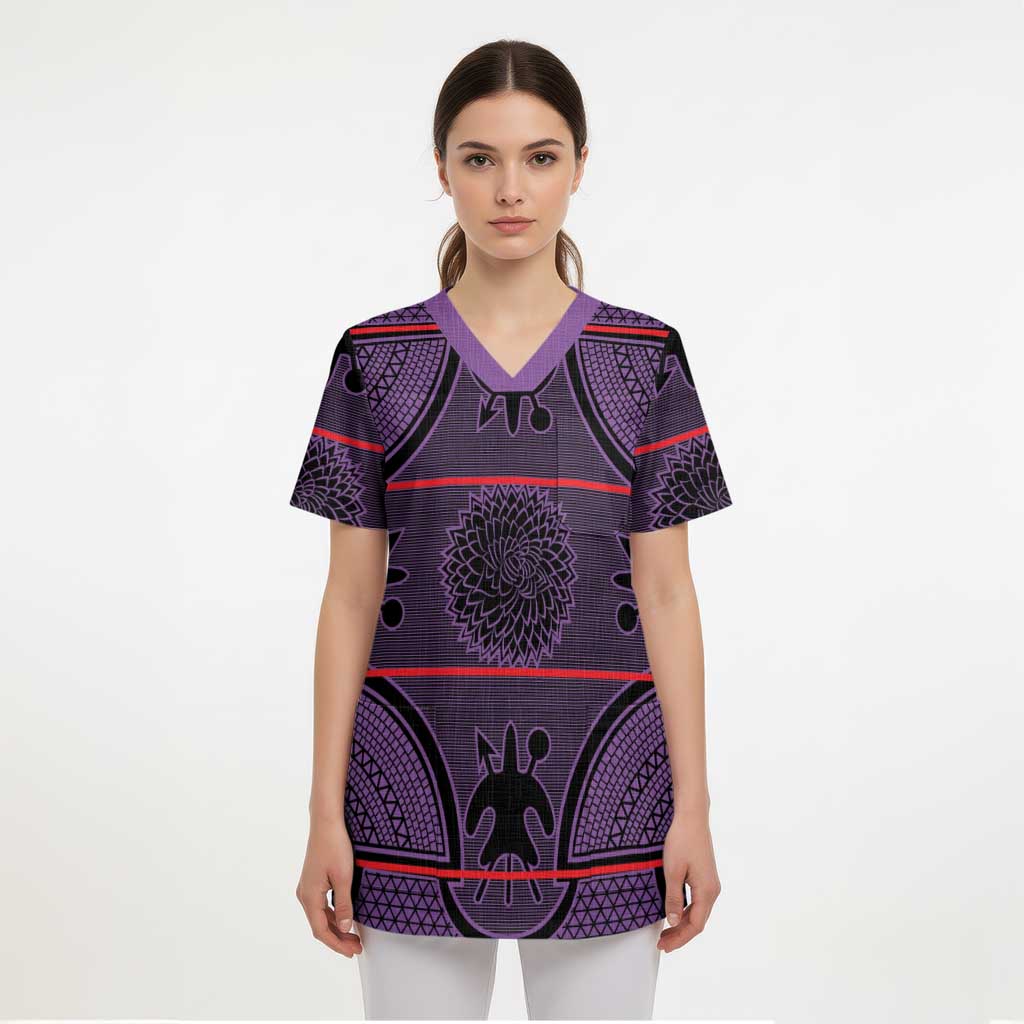 Lesotho Seanamarena Scrub Top Basotho Traditional Blanket Style - Violet - Wonder Print Shop