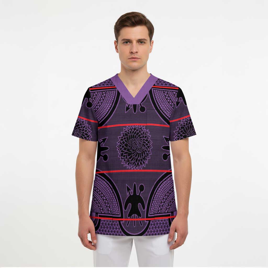 Lesotho Seanamarena Scrub Top Basotho Traditional Blanket Style - Violet - Wonder Print Shop