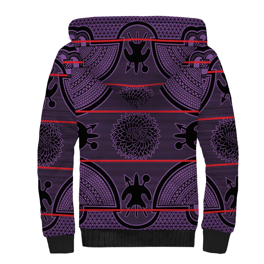 Lesotho Seanamarena Sherpa Hoodie Basotho Traditional Blanket Style - Violet - Wonder Print Shop