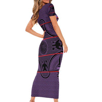 Lesotho Seanamarena Short Sleeve Bodycon Dress Basotho Traditional Blanket Style - Violet - Wonder Print Shop