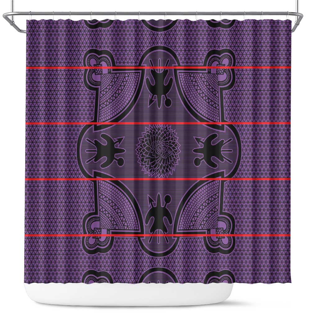 Lesotho Seanamarena Shower Curtain Basotho Traditional Blanket Style - Violet - Wonder Print Shop