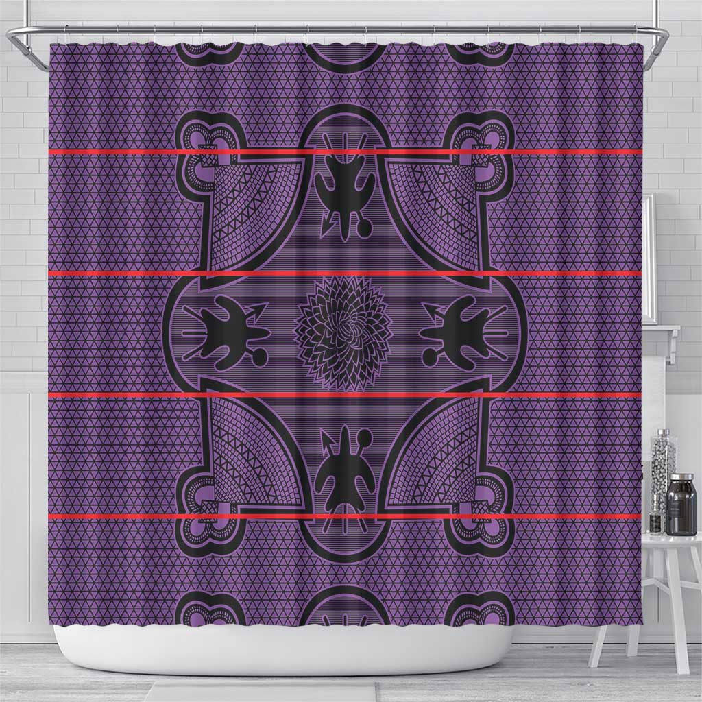Lesotho Seanamarena Shower Curtain Basotho Traditional Blanket Style - Violet - Wonder Print Shop