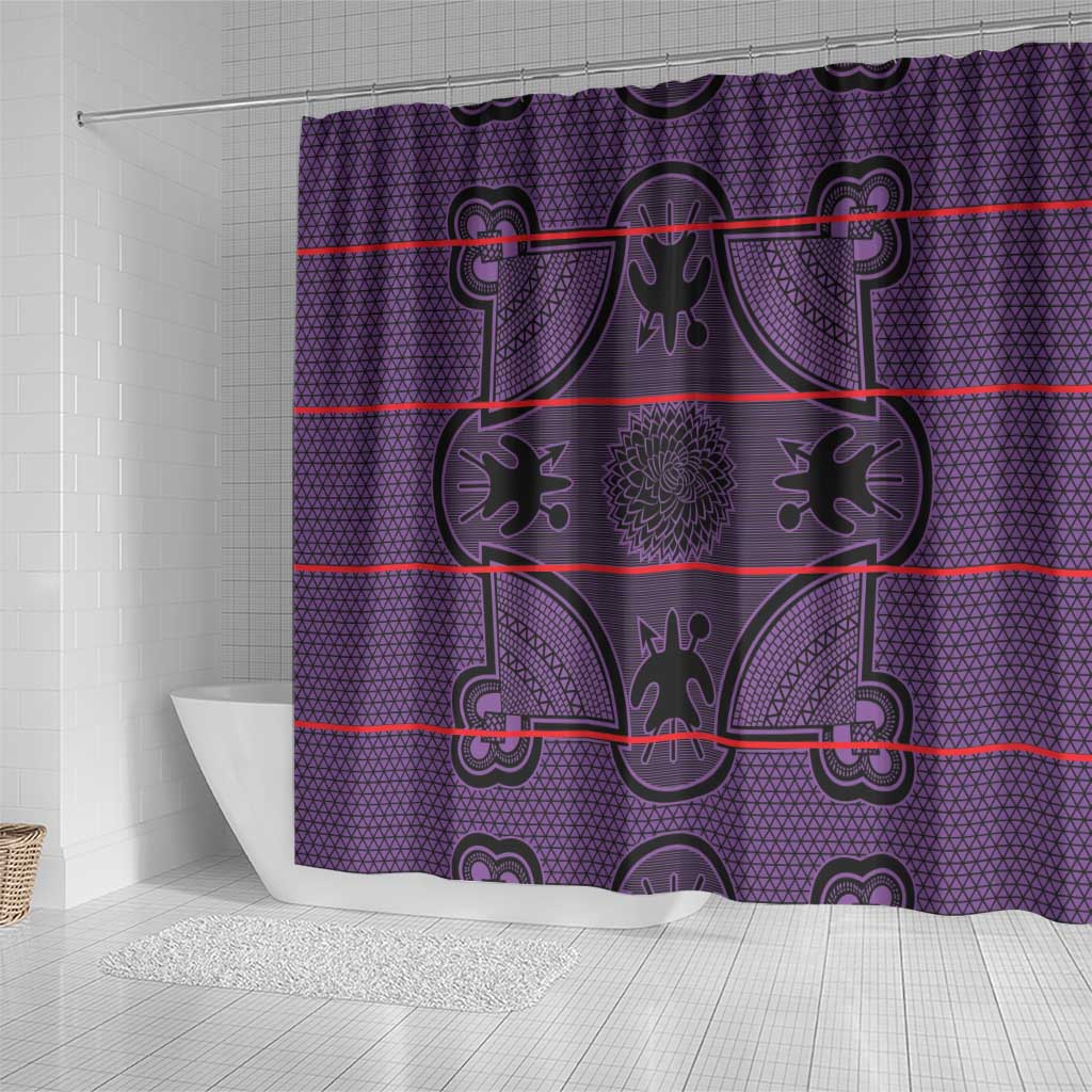 Lesotho Seanamarena Shower Curtain Basotho Traditional Blanket Style - Violet - Wonder Print Shop