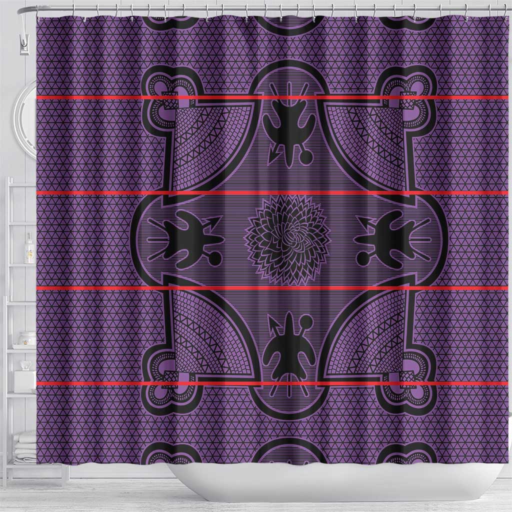 Lesotho Seanamarena Shower Curtain Basotho Traditional Blanket Style - Violet - Wonder Print Shop